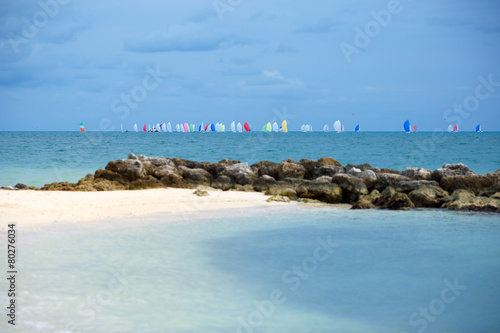 Colorful sailing boats on the sea. Florida Keys