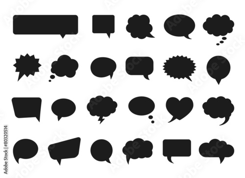 Talk and think vector comics bubbles silhouettes