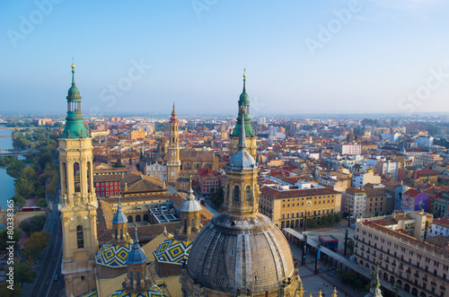 View over the cityscape of spanish city zaragoza