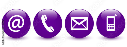 Set of purple glossy ball icons – Contact Us