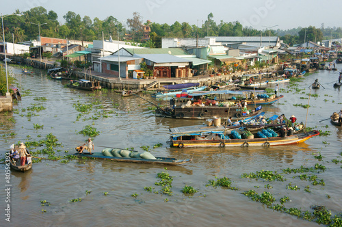 Crowded, Nga Nam floating market, Mekong Delta travel