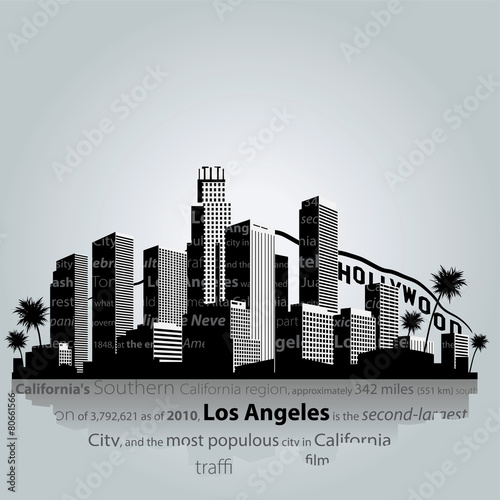 Los Angeles city silhouette.