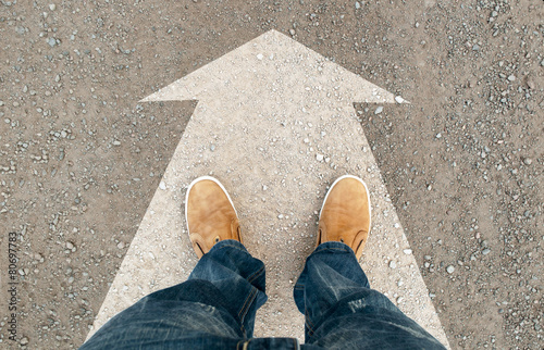 yellow boots on the road