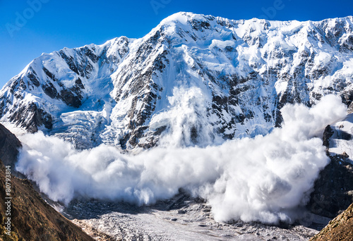 Power of nature. Avalanche in the Caucasus