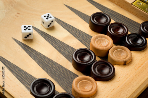 Backgammon set with dice