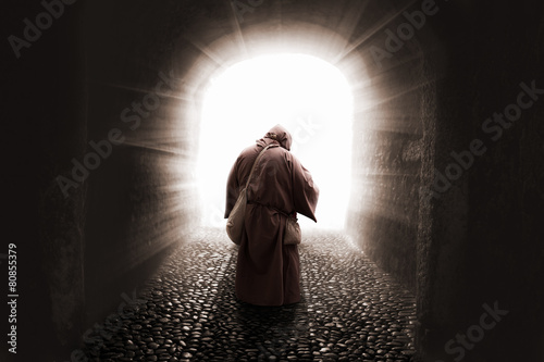 blissed Friar with faith illuminated by god