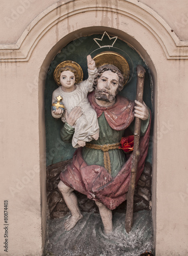 Saint Christopher - figurine of roadside shrines in Krakow