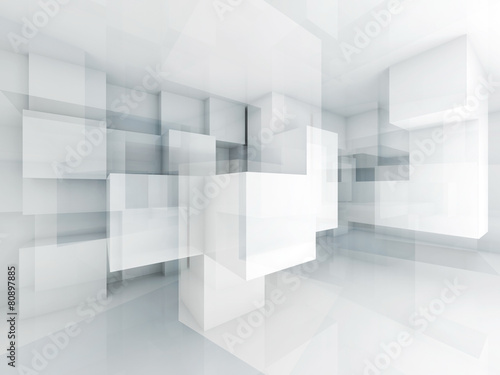 Abstract 3d architecture background with chaotic cubes