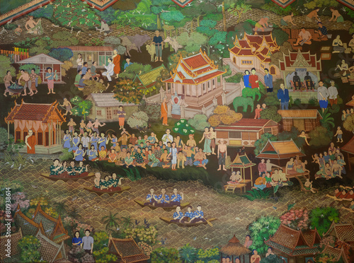 Thai temple painting of life