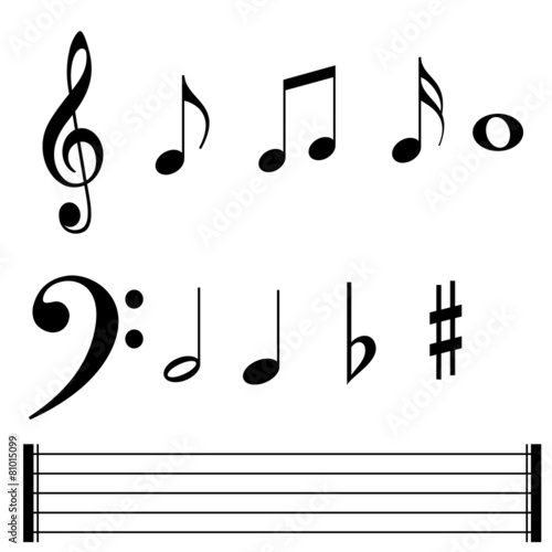 Music note symbols and lines