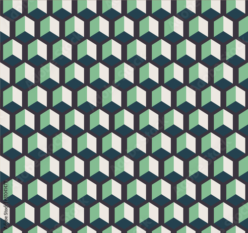 Dark green cubes on dark grey background seamless pattern