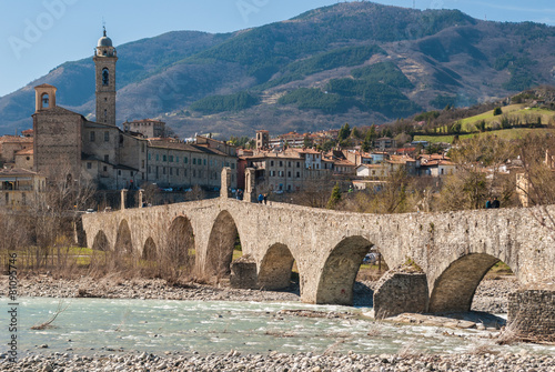 Panorama of Bobbio, ancient town in the north of Italy