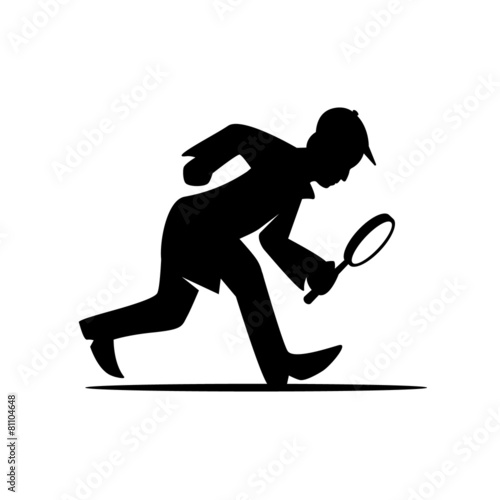 Detective man with magnifying glass search