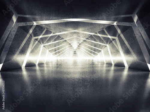 3d abstract dark shining surreal tunnel interior background