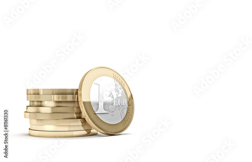 euro coin on white
