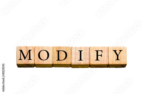 Word MODIFY isolated on white background with copy space