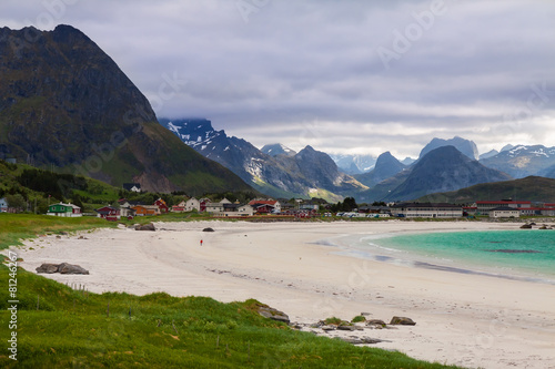 Ramberg Beach in the Lofoten Islands, Norway,