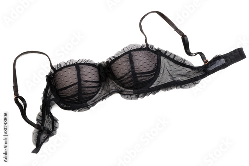 Female black lace bra.