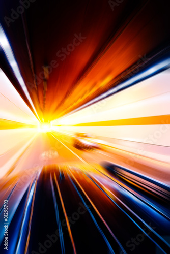 High-speed car in the tunnel, Motion Blur