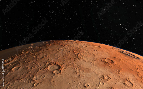 Mars Scientific illustration - planetary landscape
