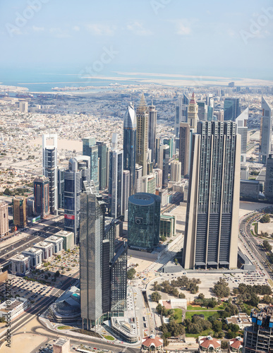 Areal view of downtown Dubai from Burj Khalifa