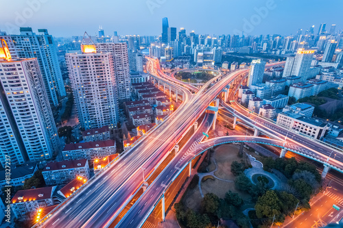 city interchange at nightfall