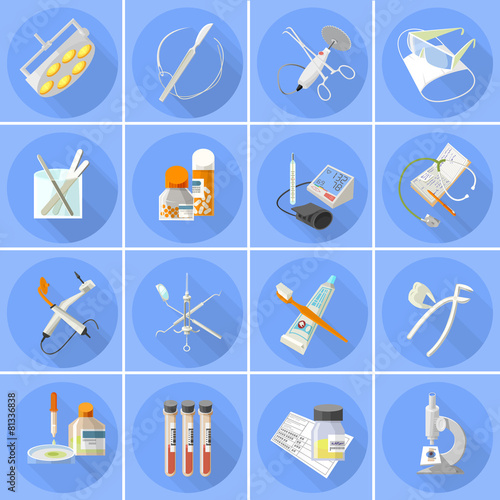 Medicine icons set flat