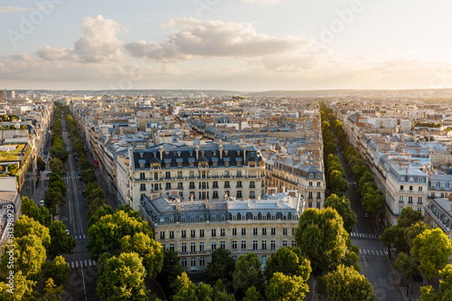 Late afternoon 16th arrondissement rooftops, Paris, France