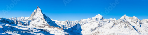 Panorama z Matterhorn i Weisshorn