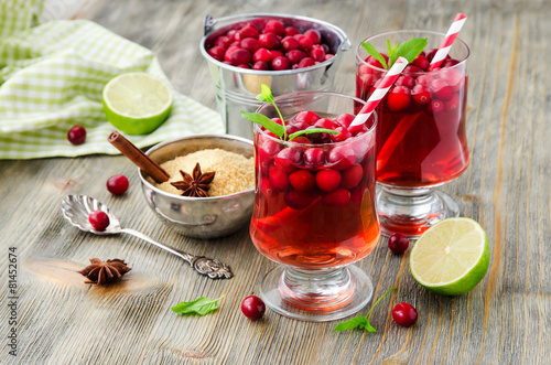 Cranberry cocktail with berries and spices