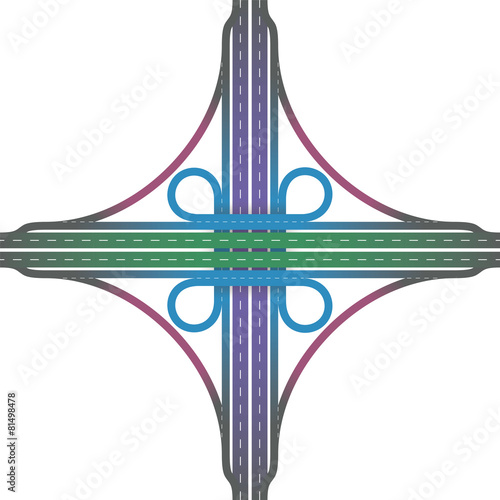 Road Junction Cloverleaf Interchange Colors