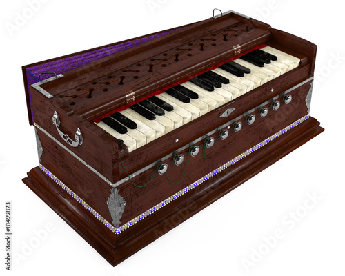 Old Indian harmonium isolated