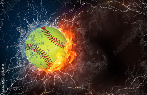 Baseball ball in fire and water