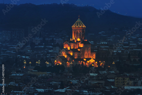 Holy Trinity Cathedral of Tbilisi at night