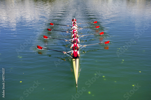 Boat coxed eight Rowers rowing