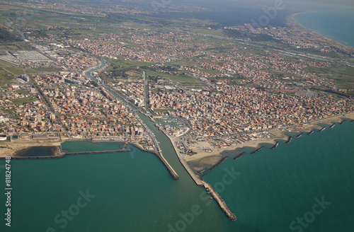 Fiumicino, near Roma, Lazio, Italy from airplane window