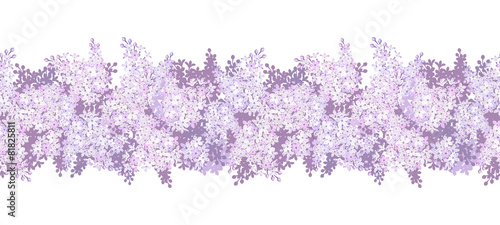 Horizontal seamless background with lilac flowers. Vector.
