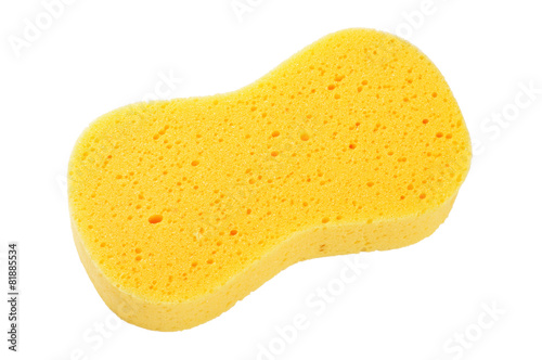 Yellow sponge isolated on the white with clipping path