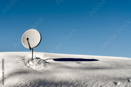 Satellite dish with snow