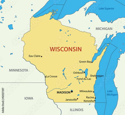 Wisconsin - vector map