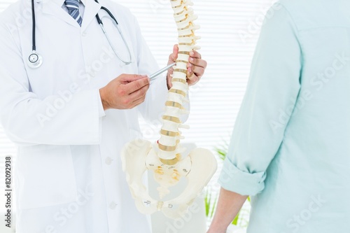 Doctor pointing anatomical spine