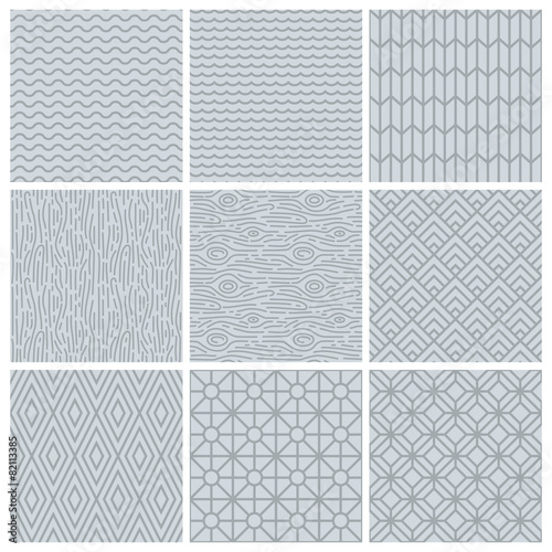 Vector set of simple mono line patterns