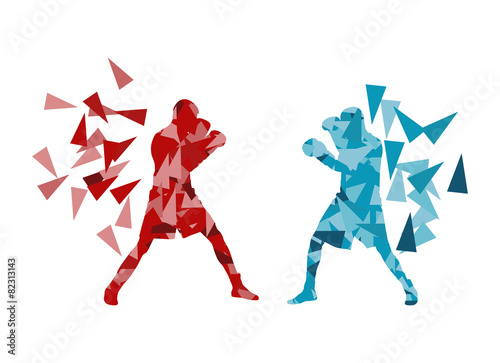 Man boxing fight facing each other in match vector background co