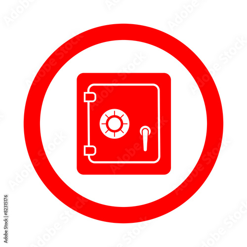 Icono redondo caja de seguridad rojo