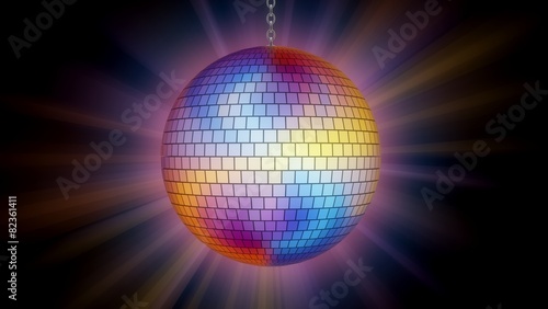 Disco Ball. 3D. Glowing disco ball