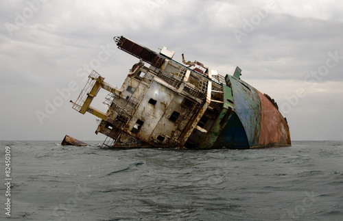 Shipwreck, rusty ship wreck