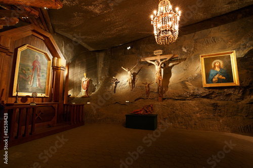 Chapel in Wieliczka salt mine near Krakow in Poland.