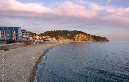 Sea beach. Olginka village. Black Sea. Krasnodar region. Russia