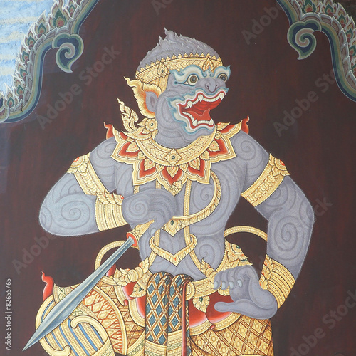 Hanuman in Ramayana story at Wat Phra Kaeo