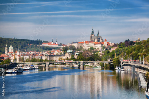 Prague Castle with bridge in Czech Republic